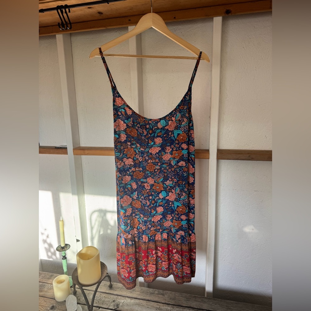 Floral Midi Dress with Spaghetti Straps